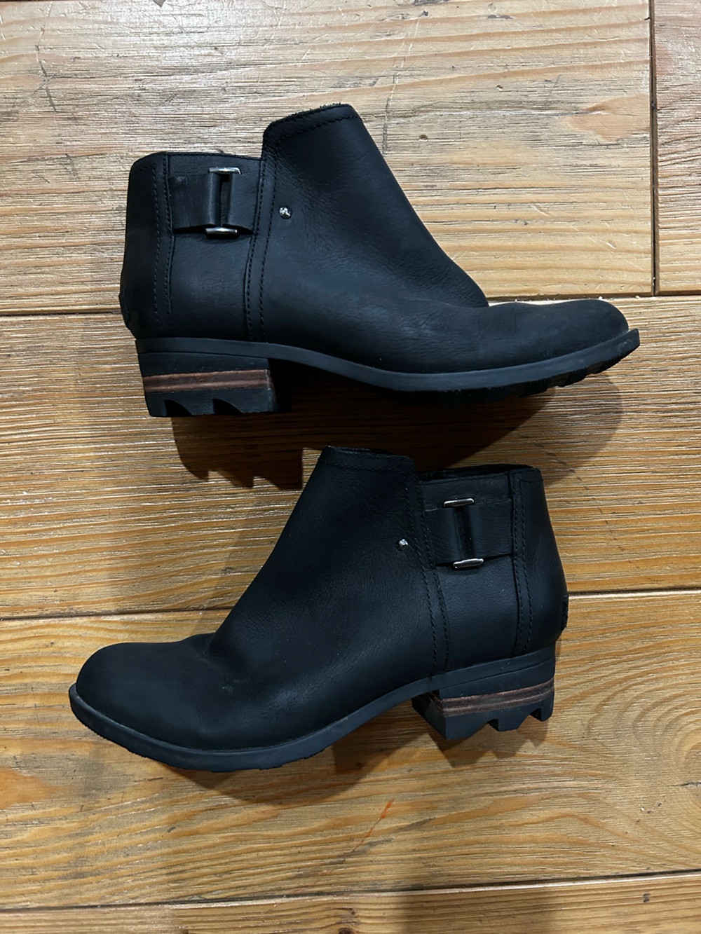 Sorel Black Ankle Boot with Buckle Detail Size 7